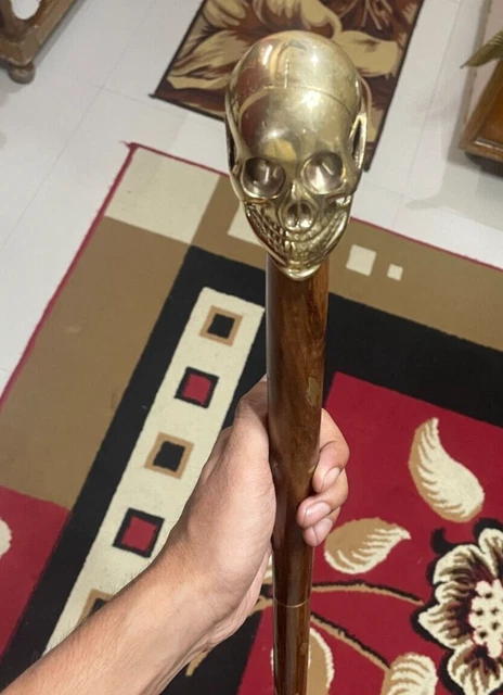 Crâne Poignée en Bois Bâton de Marche Canne Cadeau Noël Article
