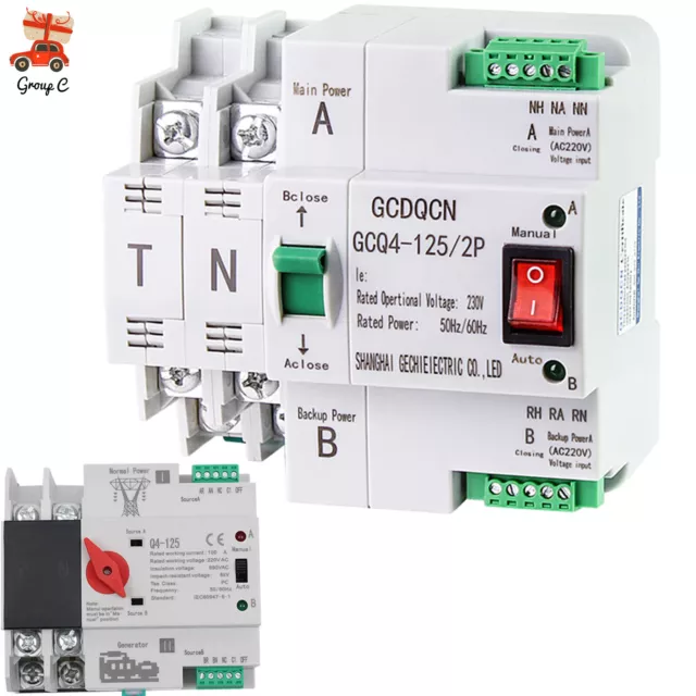 220V 2P 100A/63A Dual Power Automatic Transfer Switch Changeover