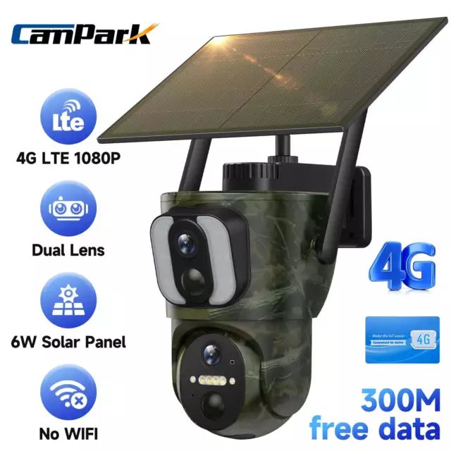 Campark 6W Solar Mobilfunk Wildkamera zwei Objektiven 4G LTE kabellos No WLAN