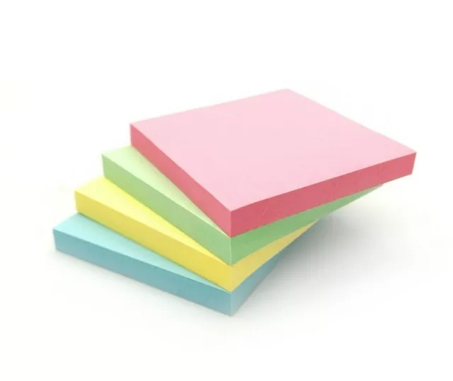 Assorted Pastel Removable Sticky Post It Coloured Notes Pads 76mm x 76mm