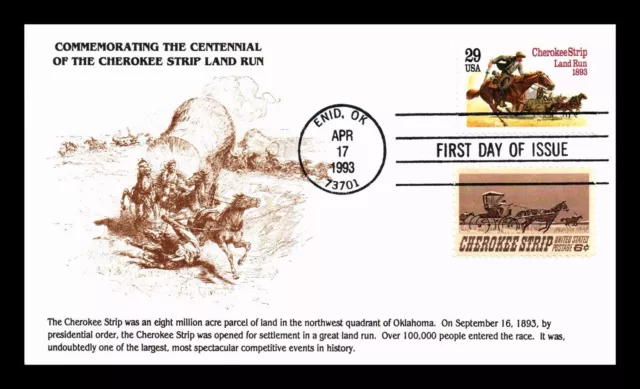 Dr Jim Stamps Us Cover Cherokee Strip Land Run Centennial Fdc Combo Kmc Venture