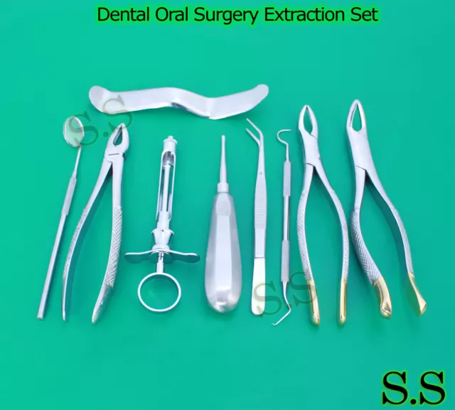 Set Of 10 Pcs Oral Dental Extraction Kit+Extracting Forceps #150+151+163 Ex-345