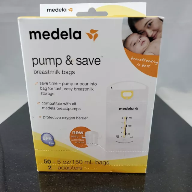 Medela Pump and Save Clear Breast Milk Bags, 50 Count #87234 Sealed!