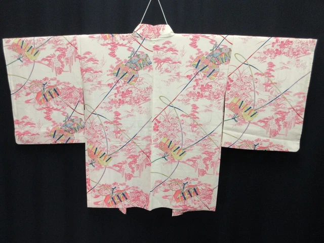 7857L3 Silk Vintage Japanese Kimono Haori Jacket Chrysanthemum Plum blossom