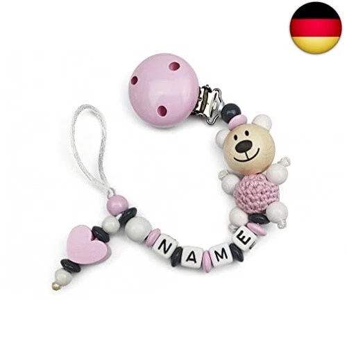 Schnullerband personalisiert mit Namen für Mädchen | Baby Geschenk zur Geburt &