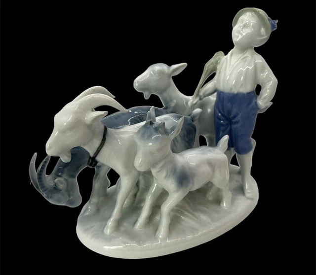 Gerold Porzellan Herder Boy and Goats Ram Figurine Bavaria West Germany