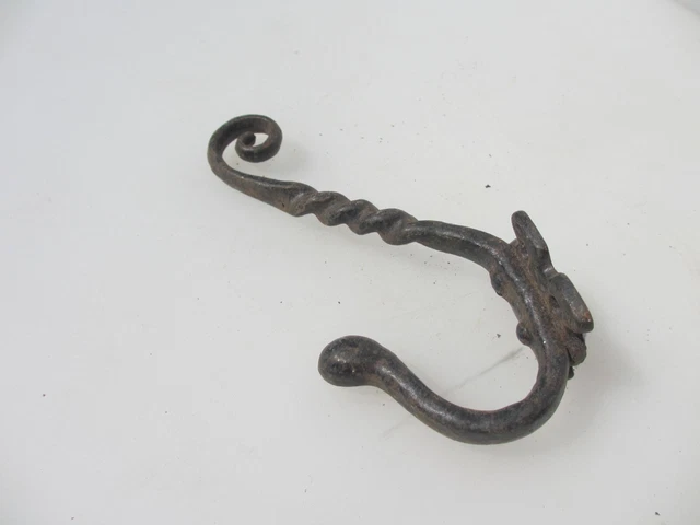 Vintage Iron Coat Hook Hat Double Hanger Old Antique Twisted Spirals