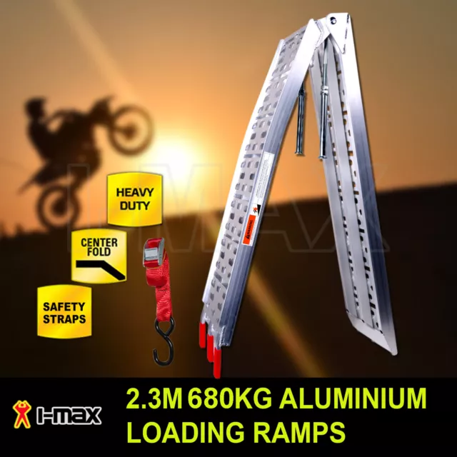 680KG 2.3M Single Aluminium Folding Loading Ramp ATV Motobike Motorcycle Trailer