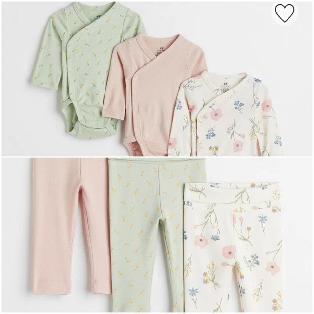 H&M Baby Girl Outfit Bodysuits & Leggings Long Sleeved Wrap 0-1 Months Newborn