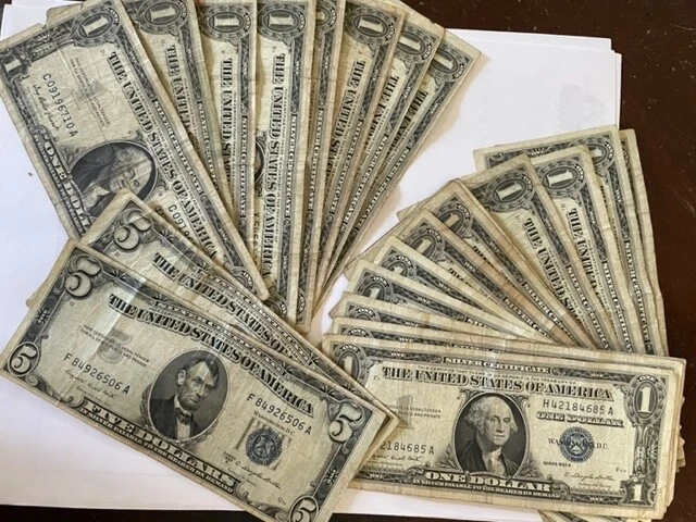 1935 or 1957 One Dollar Blue Seal Note Silver Certificate Old US Bill $1 Money