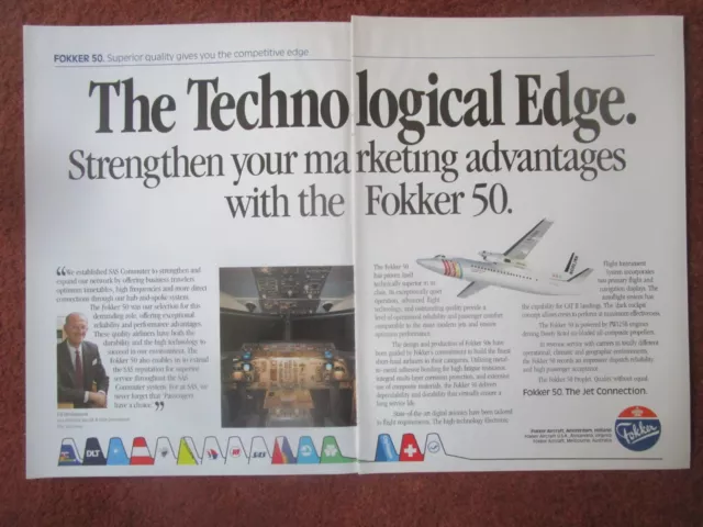 5/1990 Pub Fokker 50 Scandinavian Sas Ulf Abrahamsson Norlink Original Ad