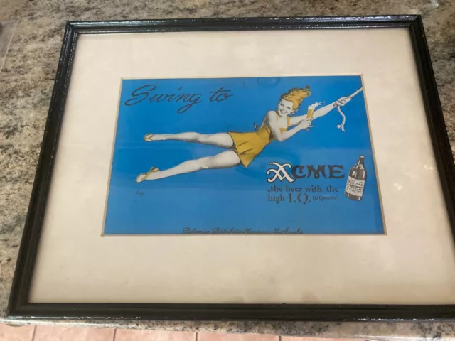 Swing To Acme framed sign Acme Brewing Co. Los Angeles Ca.