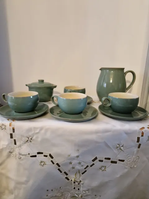 Vintage Denby Tea Cups with Saucers And Extras - Manor Green stoneware