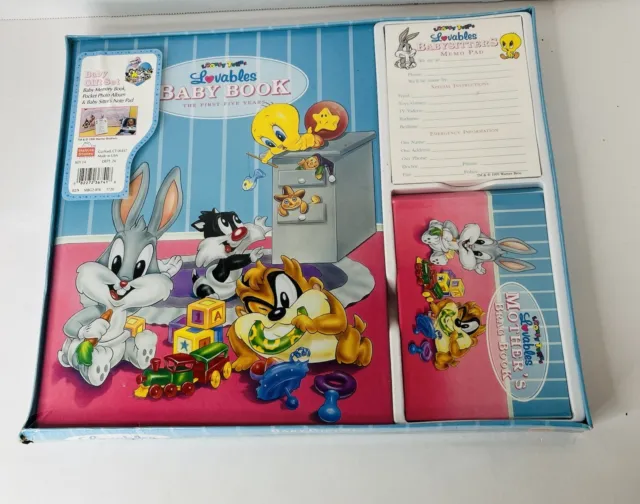 NEW 1996 Lovables Looney Tunes Baby Gift Set; Photo Album Memory Book & Note Pad
