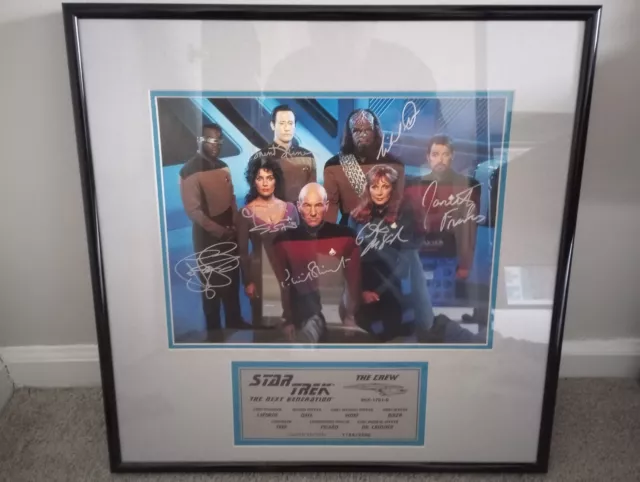 Star Trek Next Generation Cast Autographed Framed Photo Plaque LE 1184/2500