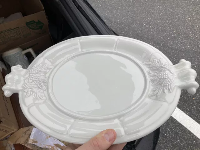 Vintage Red Cliff White Ironstone Soup Tureen Underplate Platter Grapes