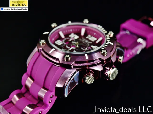 Invicta Men's 52mm PRO DIVER SCUBA Chronograph PURPLE DIAL Purple Tone SS Watch 2