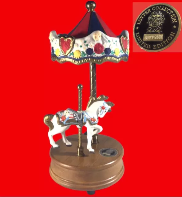 Musical Horse Carousel Figurine 1991 LUTTER LIMITED EDITION Animated 10 1/4"