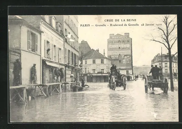 CPA Paris-Grenelle, Crue de la Seine, Bopulemartd de Grenelle, January 28, 1910,