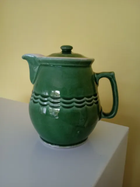 Vintage Green Glazed Pottery Coffee /Tea Pot