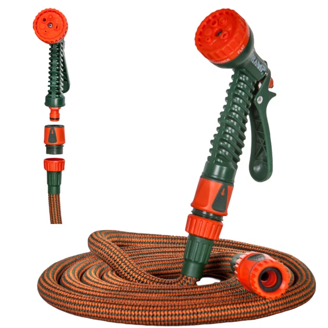 Tuyau D'arrosage Extensible Spirale 10 M – Se Rétracte Automatiquement, Résistant Aux UV | Avec Raccord Robinet Et Douchette