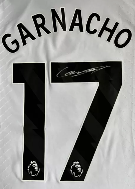 Alejandro Garnacho Hand Signed Manchester United Away Football Shirt with COA