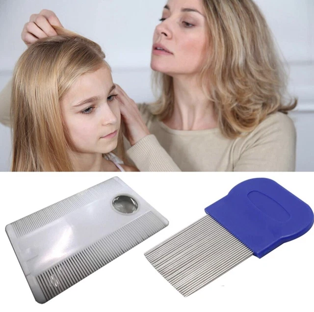 Head Lice Comb Fine Tooth Metal Detection Remove Hair Nit Eggs Magnifier Set 2pc