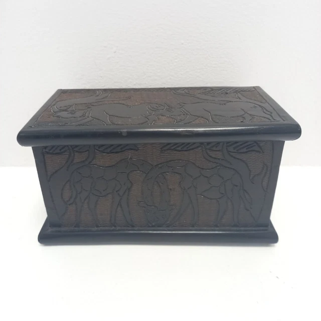 Caja de joyas de madera tallada a mano vintage WK24