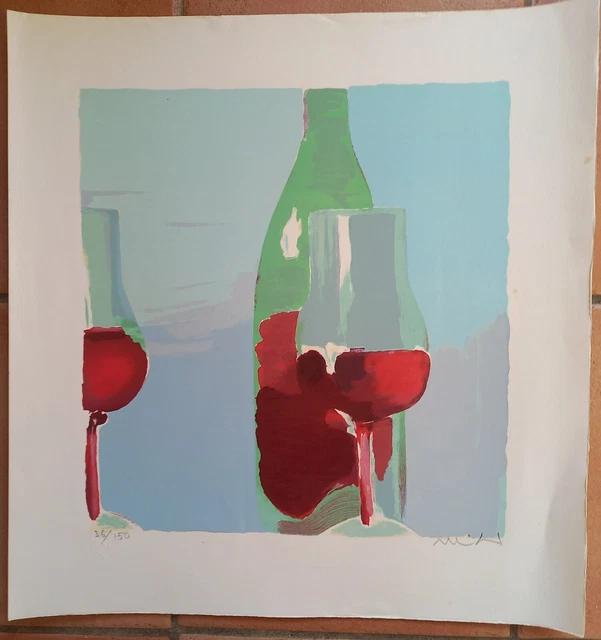 Lithographie originale numérotée signée ROGER MÜHL Editions Mourlot Vin français