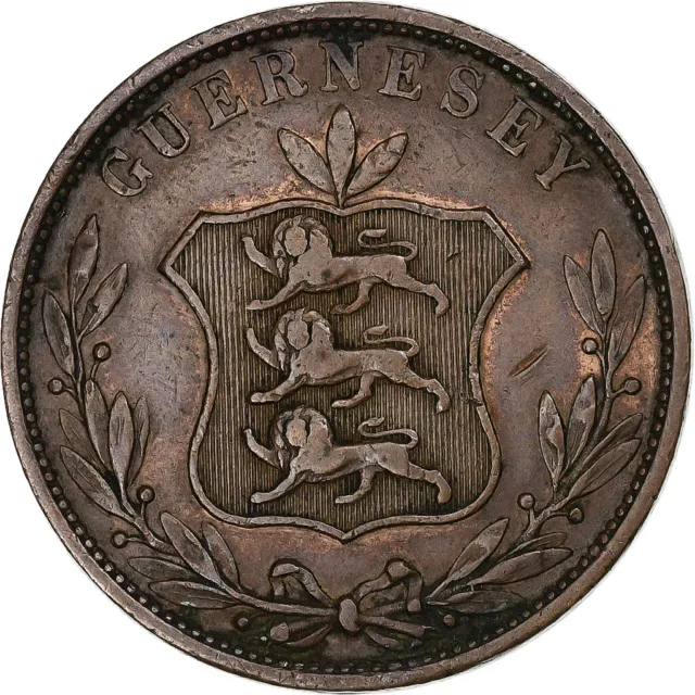 [#1271263] Guernsey, 8 Doubles, 1858, Birmingham, Kupfer, SS
