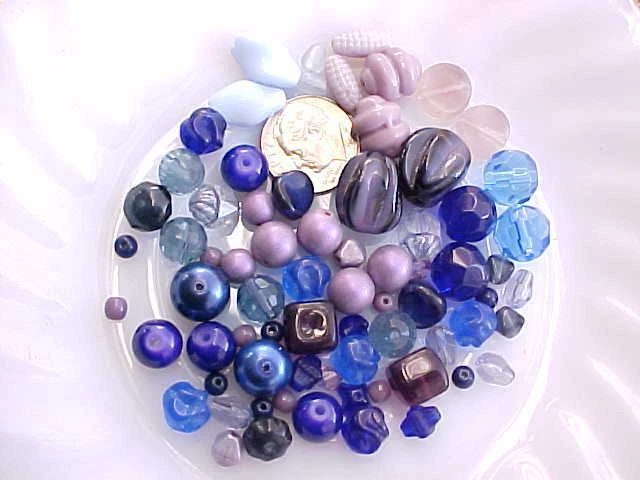 Lot Mixed Purple Cobalt Blue Beads Czech Glass DIY Jewelry Designer Supplies