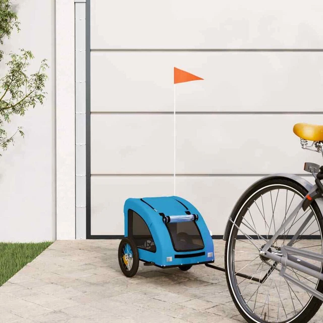 Rimorchio da Bici per Cani Blu in Tessuto Oxford e Ferro