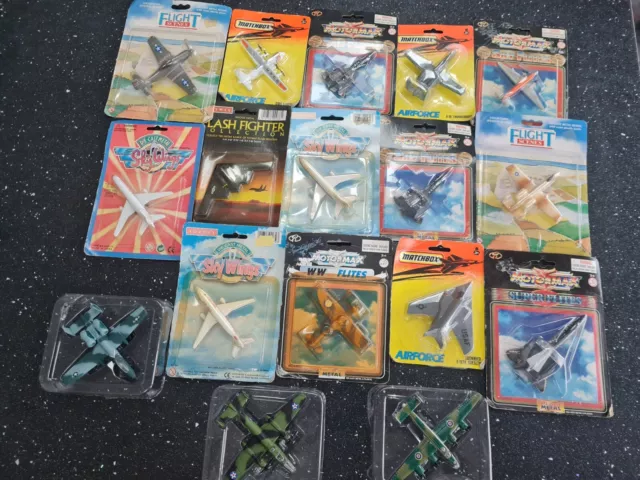 17 SMALL DIECAST with some plastic planes Largely unopened boxes. Job Lot.