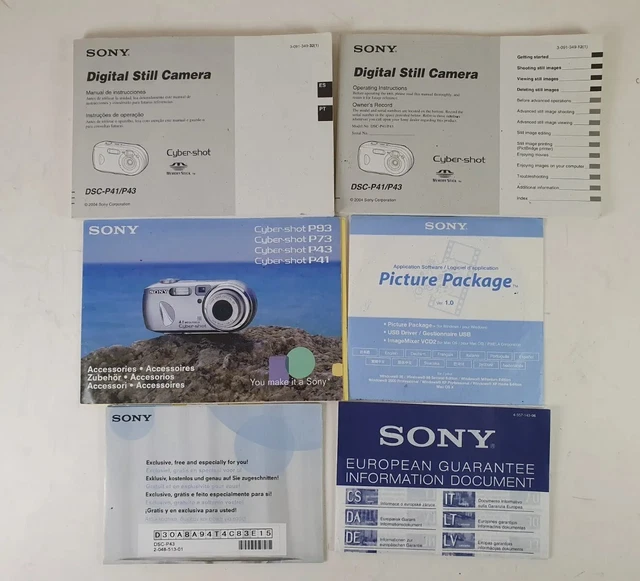 Sony Cybershot DSC-P41/P43 istruzioni per l'uso manuale documenti e software