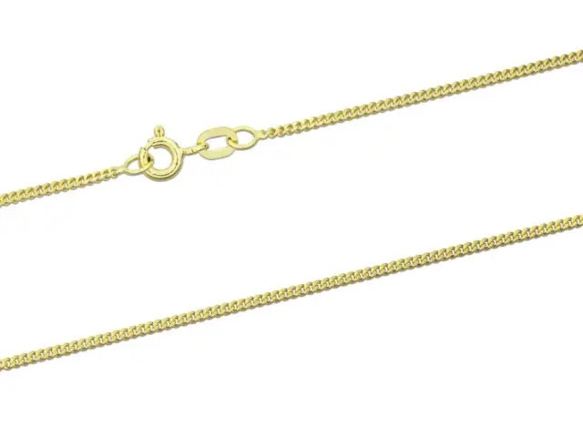 9ct Yellow Gold Diamond Cut Curb Chain 16"/18"/20"/22"/24" Necklace Solid Gold