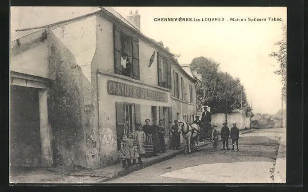 CPA Chennevières-les-Louvres, Maison Spilears Tabac 1918