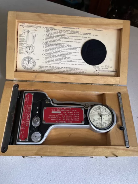 1950's U.S. Property AIRCRAFT CONTROL CABLE TENSIOMETER TYPE C-9