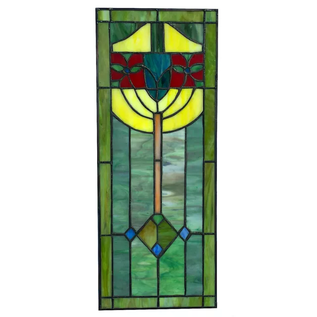 Stained Glass Window Pane in Hand Made Leaded Glass Art Deco Pattern