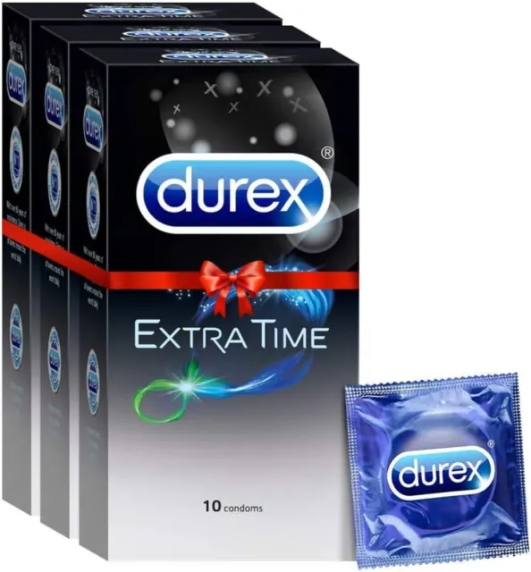 Durex Condoms - Extra Time for Extended Pleasure (10 Count Pack of 3, Total 30)