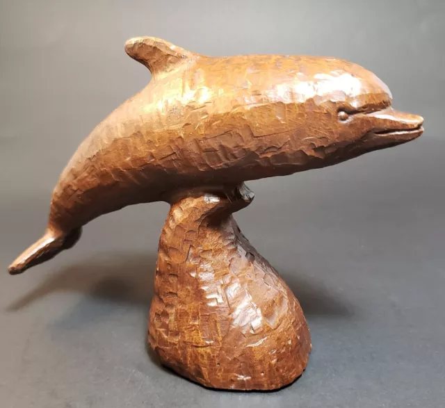 Vintage Red Mill MFG Hand Crafted Dolphin Figure Pecan Shell Resin Figurine