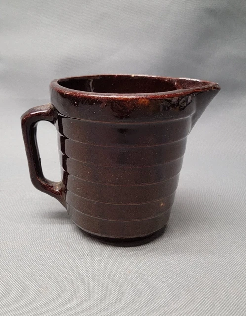 Marcrest Stoneware Brown Pitcher Glazed Vintage Rare Unusual Shape