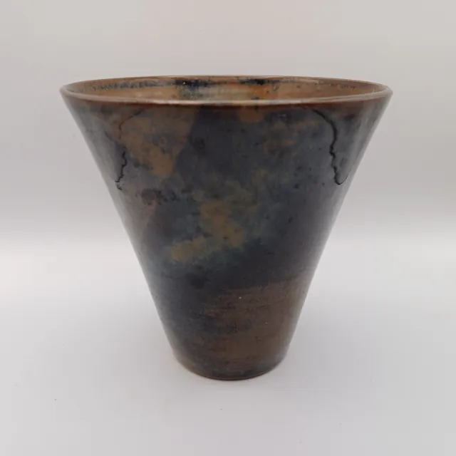 Klobben J  Stoneware Brown Blue Glaze Studio Pottery Vase Scandinavian
