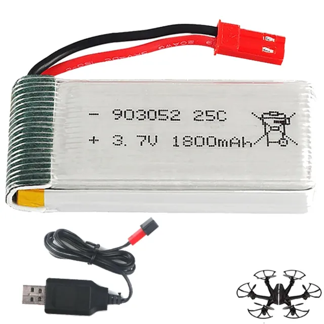 3.7V 1800mah Lipo Battery 25C JST Plug with USB Charger for RC Quadcopter Drone