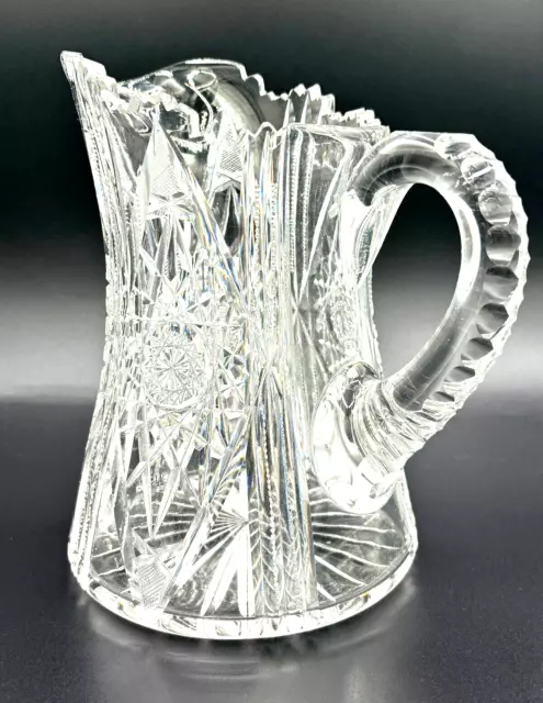 American Brilliant Period ABP Crystal Cut Glass Period Water Pitcher Antique 8"