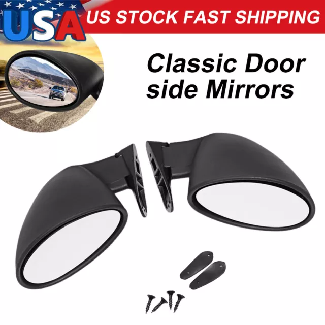 1 Pair Black Bullet Exterior Wing Door Mirrors Classic Vintage Sport Racing Car