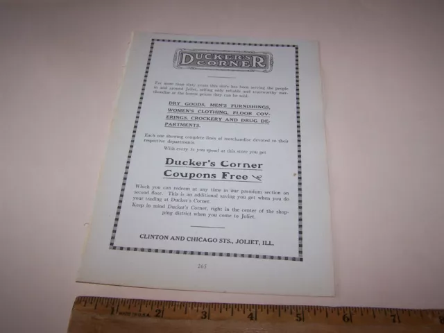 1918 DUCKER'S CORNER DRY GOODS Paper Ad JOLIET ILLINOIS