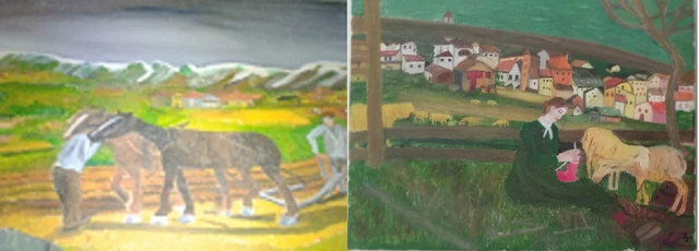 QUADRO DIPINTO OLIO su Tela '900 con DOPPIA CORNICE del '900 - M
