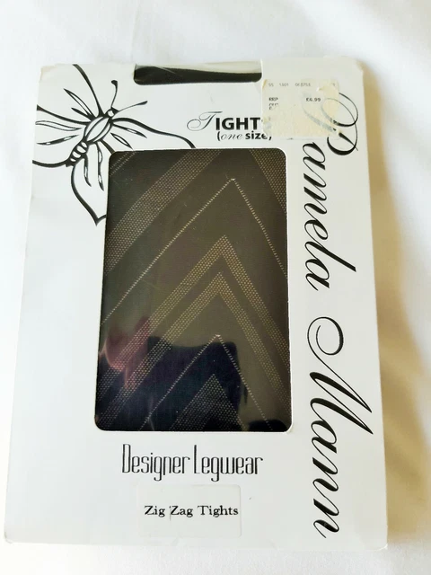 Collant con motivo zig zag neri di Pamela Mann - taglia unica