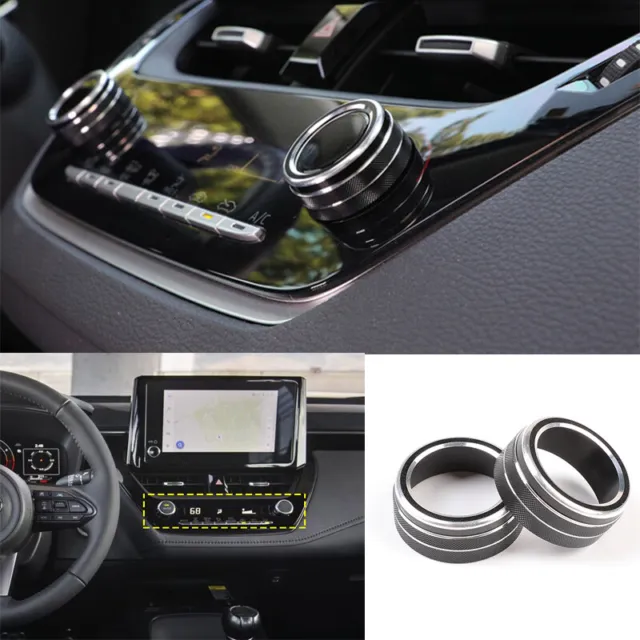 For Toyota GR Corolla 2023-24 Black Aluminum Central Console AC Knob Cover Trim