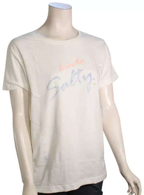 Roxy Salty Script Boyfriend Women's T-Shirt - Snow White - New